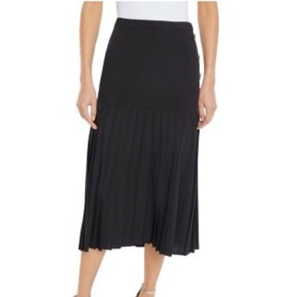 Misook black pleated midi skirt large knit style office career professional